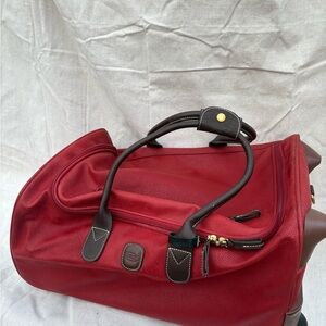 Bric's Red Duffel Bag with Brown Accents
